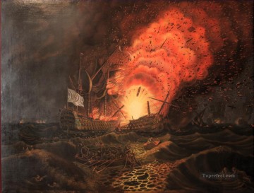 Buque de guerra Painting - Batalla naval Fin du Cesar Dumoulin